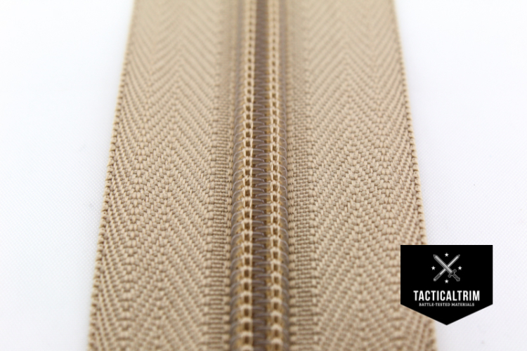 YKK Coil Zipper, size 8, impregnated, Sand, CUSTOM CUT