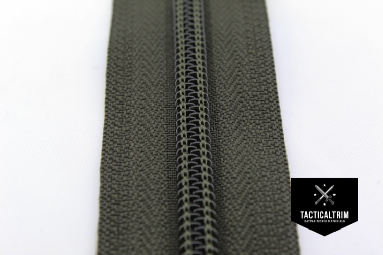 YKK Coil Zipper, 5 CI, impregnated, Olive