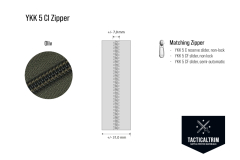 YKK Coil Zipper, size 5, impregnated, Olive, CUSTOM CUT