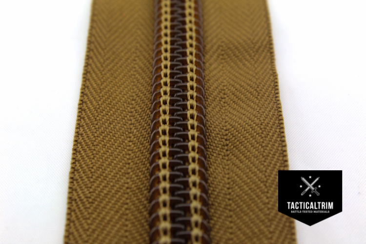 YKK Coil Zipper, 10 CF, impregnated, Coyote Brown