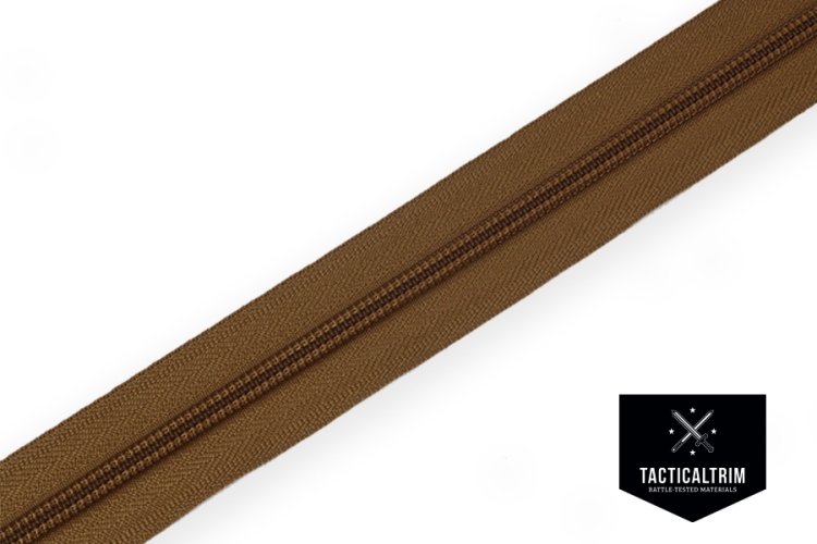YKK Coil Zipper, size 8, impregnated, Coyote Brown, CUSTOM CUT