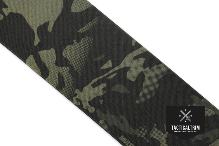 Nylon Elastic Webbing MultiCam® Black 100 mm (4.00"), Double-Side Printed, CUSTOM CUT