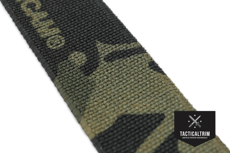 Nylon/Polyester Elastic Webbing MultiCam Black 4, Double-Side Printed, CUSTOM CUT