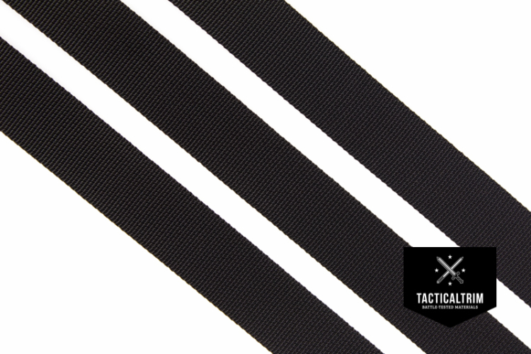 Polyamide Webbing Black 25 mm (1.00"), woven, CUSTOM CUT