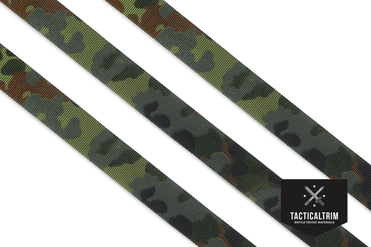 Polyamid Gurtband 5 Farben Flecktarn 19 mm, einseitig bedruckt, Meterware