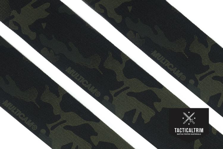 Nylon Webbing MultiCam® Black 50 mm (2.00"), Double-Side Printed, CUSTOM CUT