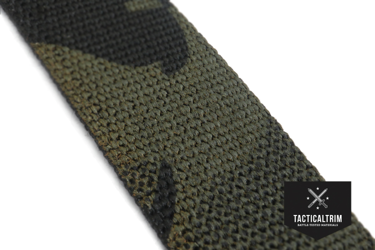 Nylon Webbing MultiCam Black 0.75, Double-Side Printed, CUSTOM CUT