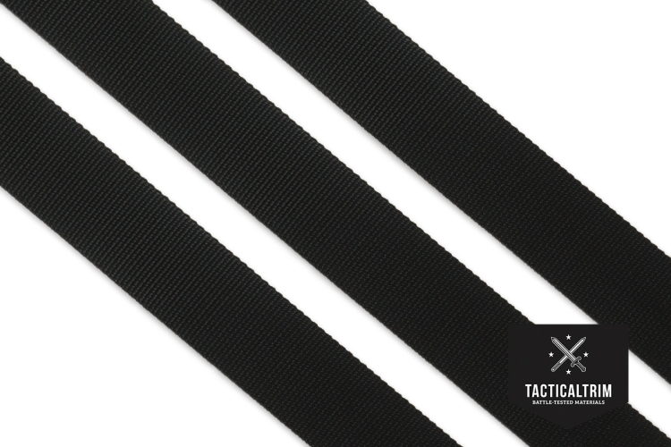 Nylon Tubular Webbing Black 25 mm (1.00"), woven, CUSTOM CUT