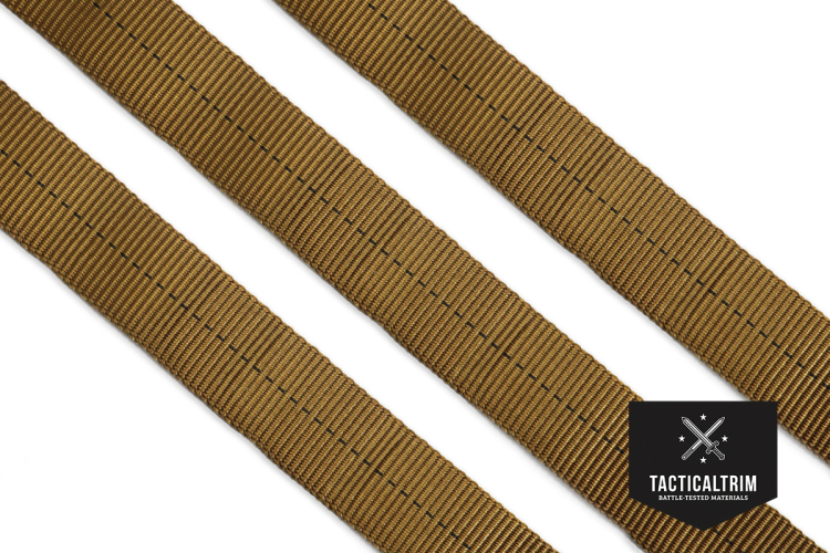 Nylon Tubular Gurtband Coyote Brown 25mm, gewebt, Meterware