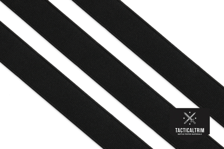 Polyester Elastic Webbing Black 1, woven, CUSTOM CUT