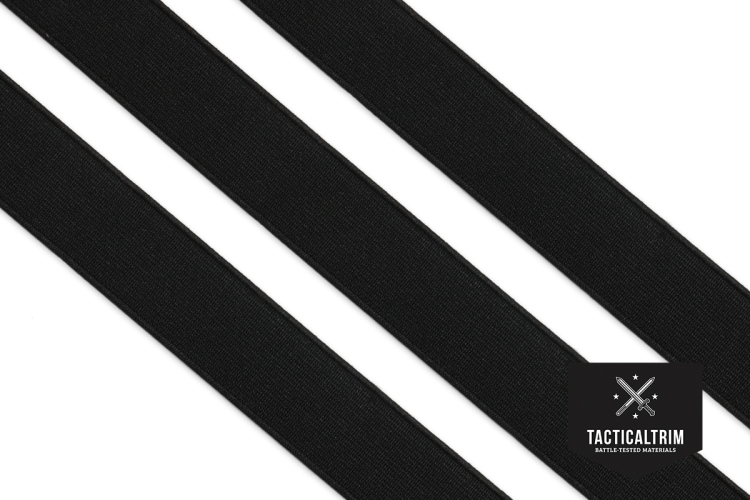 Polyester Elastic Webbing Black 25 mm (1.00"), woven, CUSTOM CUT