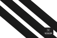 Polyester Elastic Webbing Black 25 mm (1.00"), woven, CUSTOM CUT
