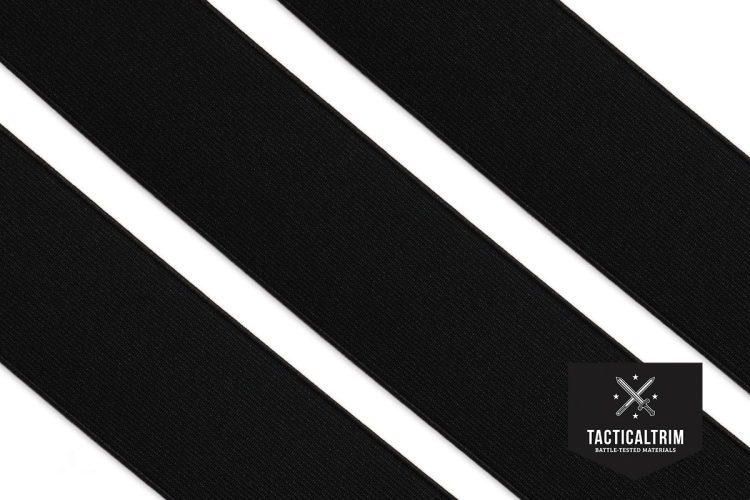 Polyester Elastic Webbing Black 2, woven, CUSTOM CUT