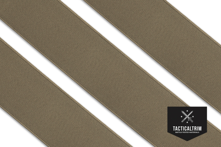 Polyester Elastic Webbing Tan 499 2", woven, CUSTOM CUT