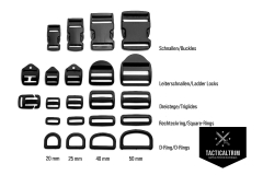 Leiterschnalle Split-Bar mit Kordel-Loch 2M LS-Serie 25 mm Schwarz