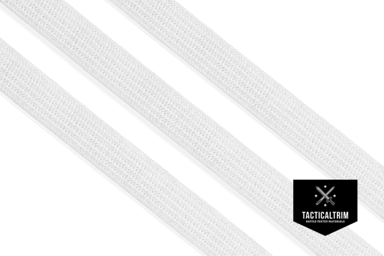 Polyester Gummiband Weiss 10 mm, gewebt, für COVID19 Gesichtsmasken
