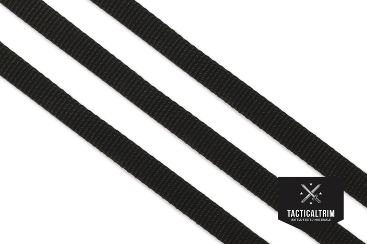 Polyamid Webbing Black 8 mm, woven, CUSTOM CUT