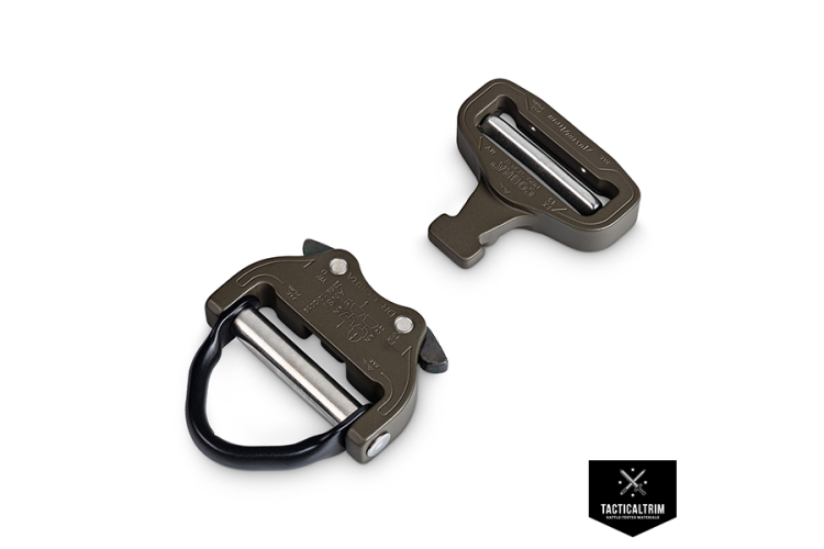 FX45QVO-XB AustriAlpin ANSI D-RING COBRA PRO STYLE 45 mm mnnlich verstellbar, weiblich fix mit integriertem D-Ring steingrau oliv HPC Schwarze XL-Clips