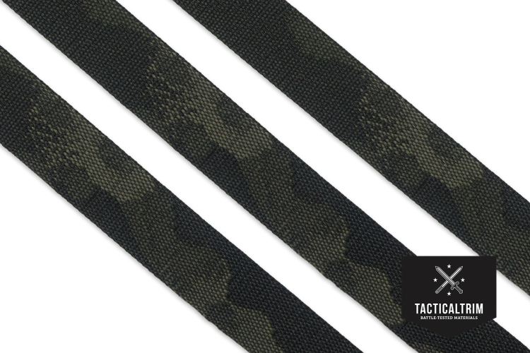 Polyester Webbing MultiCam® Black 25 mm (1.00"), Jacquard Woven, CUSTOM CUT