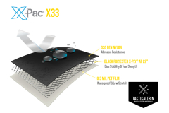 X33 MultiCam® Original X-Pac® X3-Laminat mit 330 den Nylon und Schwarzem Polyester X-PLY®  Teilstück 68 cm x 100 cm