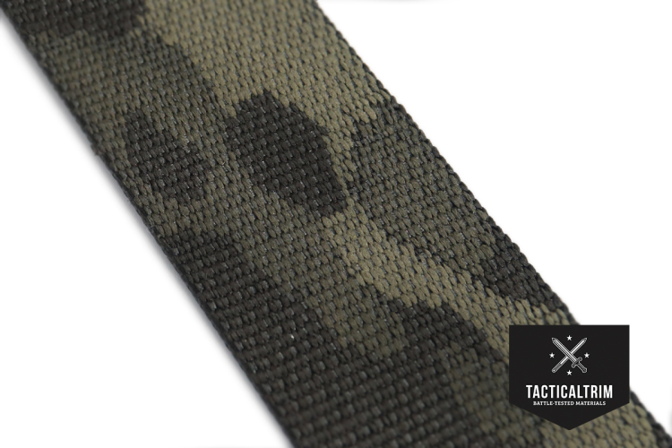Nylon/Polyester Deployment Belt MultiCam Black 1.75, Jacquard Woven, CUSTOM CUT