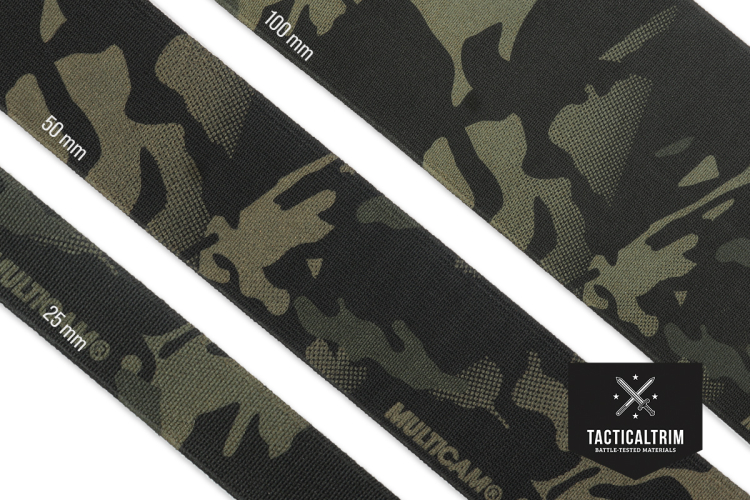 Nylon Elastic Webbing MultiCam® Black 25 mm (1.00