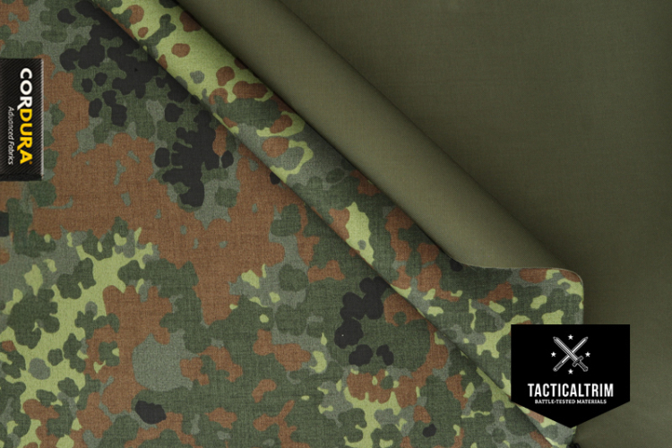 Muster 500 den/500 den MOLLEtex INVISTA CORDURA® 5-Farben Flecktarn/RAL7013 ca. 14,8 cm x 10,5 cm