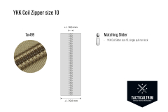 YKK Coil Zipper size 10, Tan 499, CUSTOM CUT